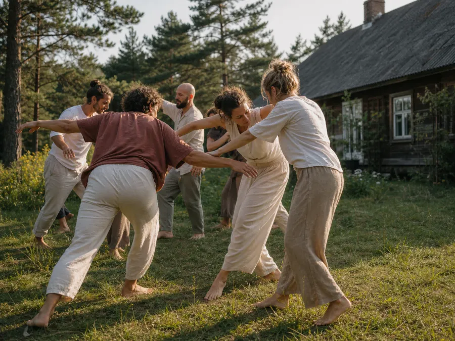 Rooting Contact Improvisation retreat in Labanoras Forest