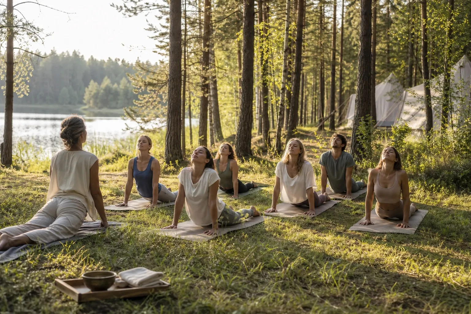 Morning yoga practice in Labanoras Forest