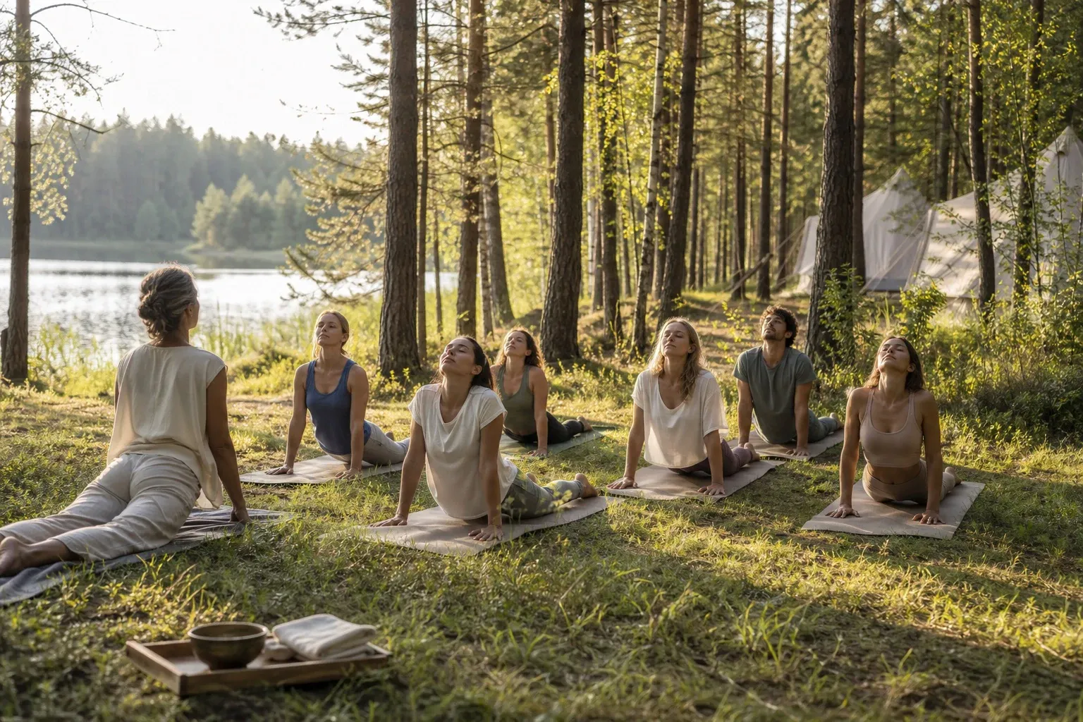 Morning yoga practice in Labanoras Forest
