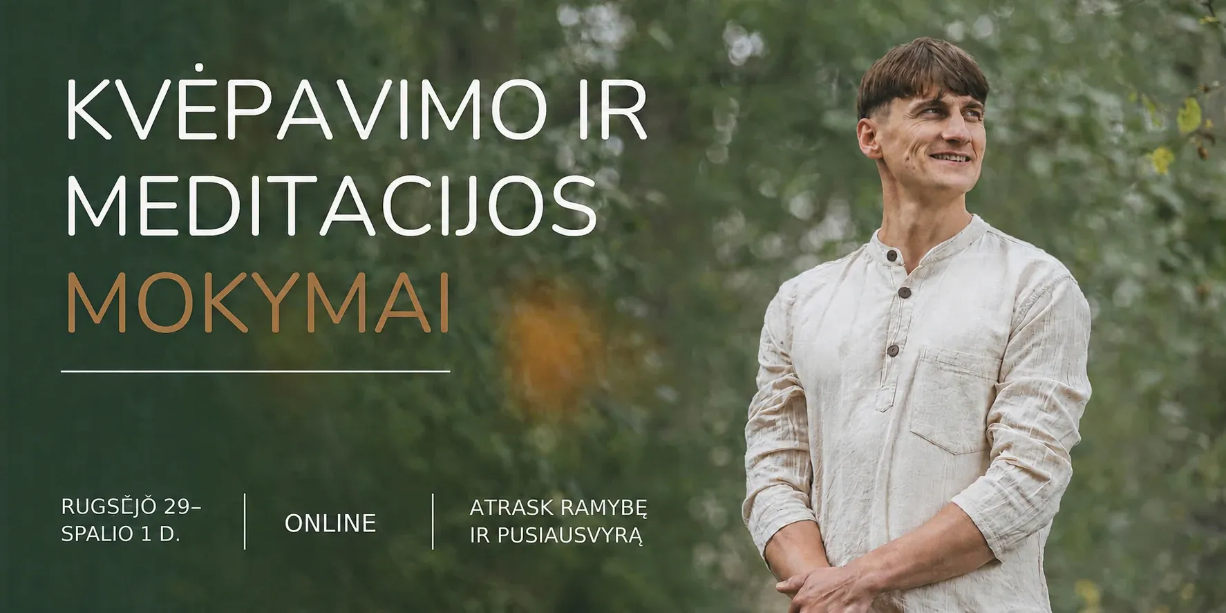 Online breathing and meditation course cover featuring Žymantas